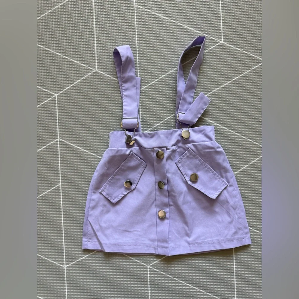 Small shop|Baby girl/toddler Lilac Pastel Suspender Skirt with buttons•••3-4T